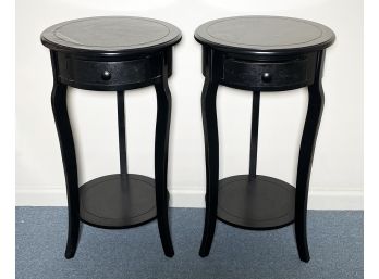 A Pair Of Lacquered Wood Nightstands, Or Side Tables
