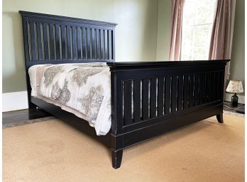 A Painted Wood Queen Bedstead