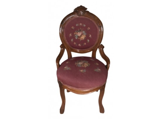 Petite Embroidered Victorian Chair