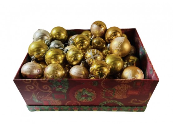 Box Of Gold Christmas Balls