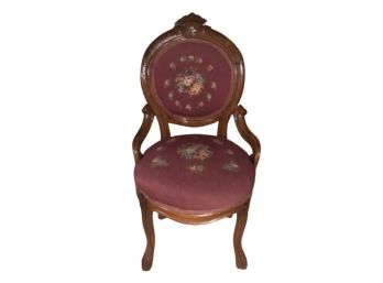 Petite Embroidered Victorian Chair