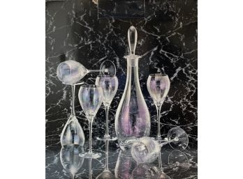 Boxed Glass Decanter With Six Stem Glasses