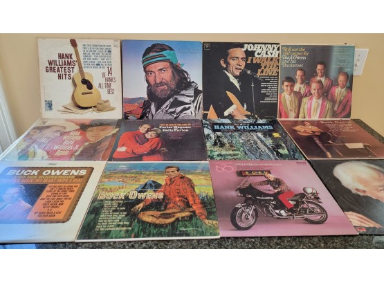 Vintage Vinyl Lot 6 Includes Johnny Cash, Willie Nelson And Dolly Parton