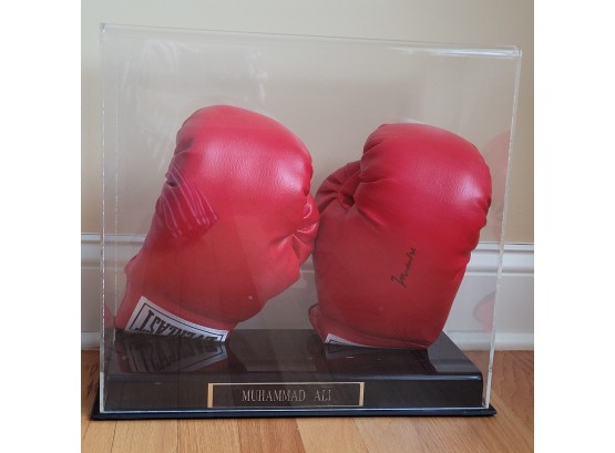 Muhammad Ali Signed Boxing Gloves In Display Case