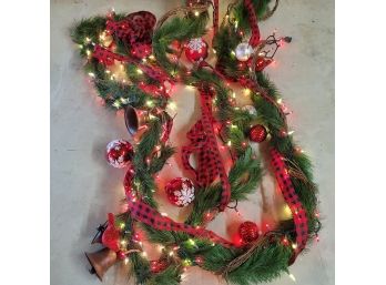 Lighted And Decorated Christmas Garland