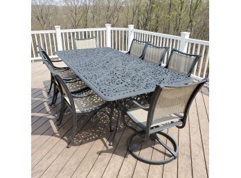 Heavy Cast Metal 8 Ft Outdoor Table With Chairs
