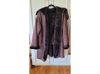 Nice Shearling Hooded Coat By Blue Duck Size M