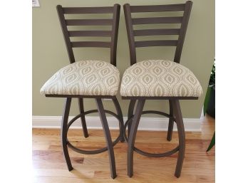 2 Nice Powder Coated Metal Counter Height Swivel Stools Lot 1