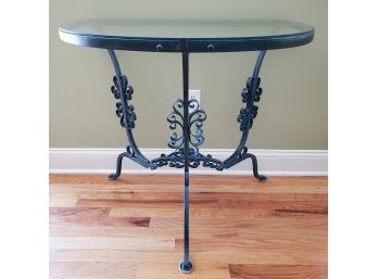 Very Nice Artificially Weathered Iron Glass Top Table