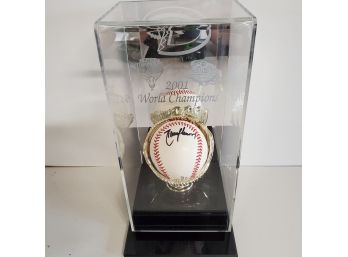 Randy Johnson Autographed 2001 World Series Ball In 2001 World Series Case
