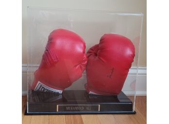 Muhammad Ali Signed Boxing Gloves In Display Case