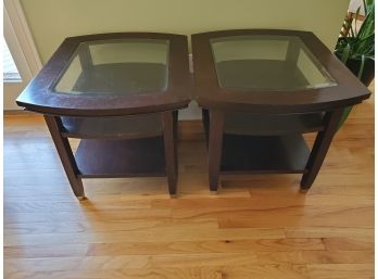 Pair Of Glass Top End Tables