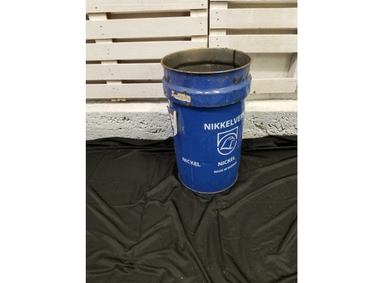 Cobalt Blue Metal Drum Barrel For Repurpose Or Use  24 12 X 14 12