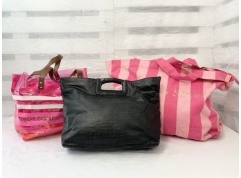 Three Victoria's Secret Bags: Large Tote, Small Tote & Clutch
