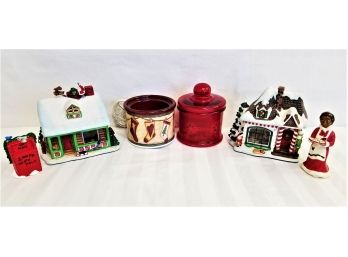 Two Pfaltzgraff Porcelain Christmas Heritage  Light Up Houses & Other Christmas Accessories