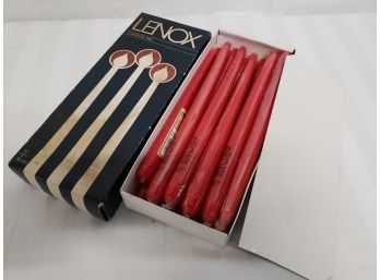 Vintage Partially Full Box Of Lenox Inc Red Taper Candles
