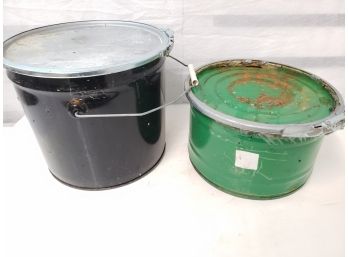 Two Metal Cans With Lids For Repourpose