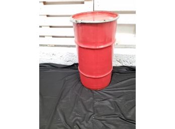 Large Red Metal Drum Barrel For Repurpose  27 X 15