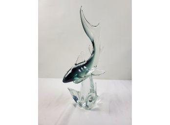 Hand Blown Art Glass Great White Shark 14.5' Figurine