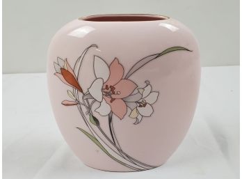 Vintage Pale Pink Japanese Floral Porcelain Bud Vase