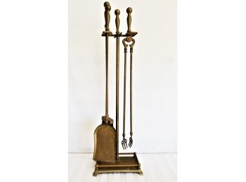 Vintage  Brass Fireplace Tool Set