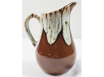 Vintage MCM Brown Drip Glaze Pottery Small Pitcher
