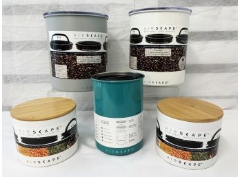 Five Airscape Kitchen Storage Canisters