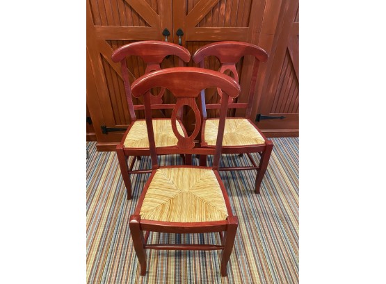 Pottery Barn Napolean  3  Dining  Chairs With Rush Seat  Made In Italy