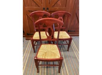 Pottery Barn Napolean  3  Dining  Chairs With Rush Seat  Made In Italy