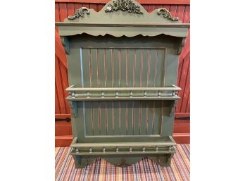 Painted Distressed Green Wall Hanging Coat Rack