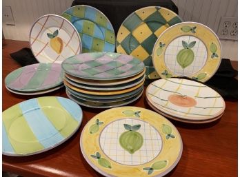 POTTERY BARN Hand Decorated 17 Plates
