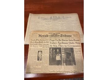 A 1898 Los Angeles Time And 1958 Herald  Tribune Newspaper.