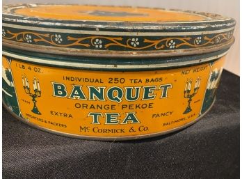 Vintage Banquet Tea Tin Orange Pekoe Baltimore USA