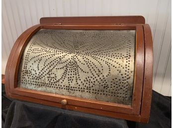 Wood And Metal Vintage Bread Box