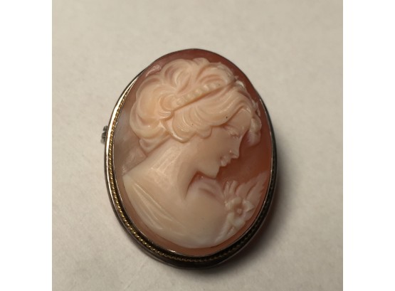 Gorgeous Antique Cameo Pin / Brooch / Pendant In 800 Silver - VERY BEAUTIFUL Piece - Very Well Done Good Size