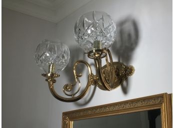 Fabulous WATERFORD Crystal & Brass Light Fixture - LIKE NEW Condition - Very Pretty Piece - Seahorse Mark