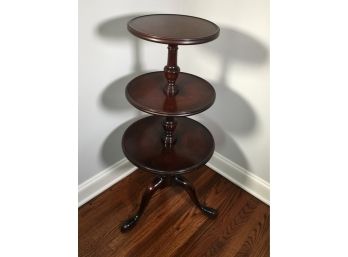 Beautiful Mahogany Three Tier - Table Solid Mahogany - Colonial Manufacturing - Lowest Tier Is Lazy Susan