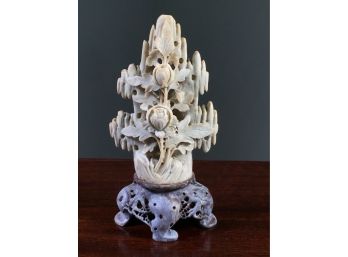 Fantastic Antique All Carved  Asian Soapstone Piece - Very Pretty - Very Well Done - Good Condition
