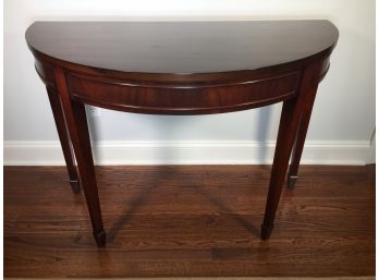 Lovely Vintage Mahogany Demi Lune Table - Tapered Legs - Beautiful Finish - Great Size - (1 Of 2)