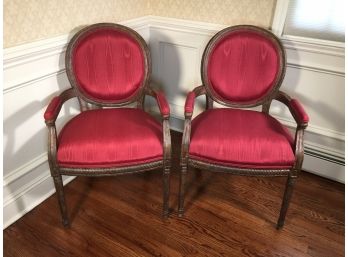 Fabulous Pair French Style Armchairs By HARDEN -BEAUTIFUL CHAIRS - Custom Distressed Finish - Paid $1,950