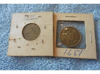 (#A25) 2 Coins 1371 Morocco 20 Francs & 10 Francs