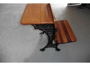 Vintage Schoolhouse Childs Desk Solid Wood Cast Iron Stand