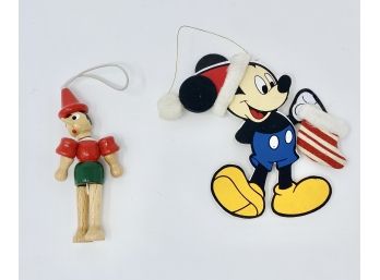 Set Of 2 Vintage Disney Christmas Ornaments