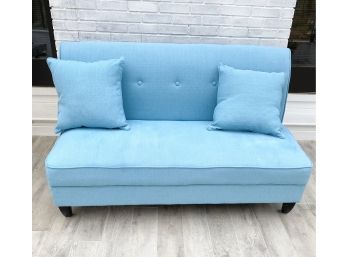 Turquoise Blue Linen Love Seat