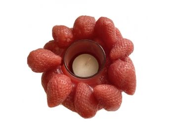 Decorative Wax Strawberry Tea Light Candle Holder