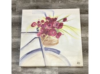 Bike Basket Flower Art Print On Canvas