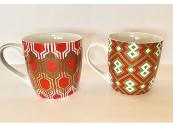 Two (2) Large Holiday Mugs-Perfect For Egg Nog Or Hot Chocolate (Open Box New)