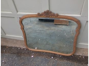 Antique Oak Framed Beveled Glass Mirror