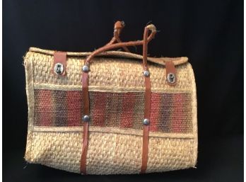 Vintage Woven Straw Beach Bag