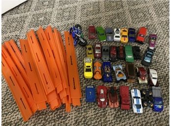Collection Of 29 Diecast Vehicles Hot Wheels DCC Others And Tracks